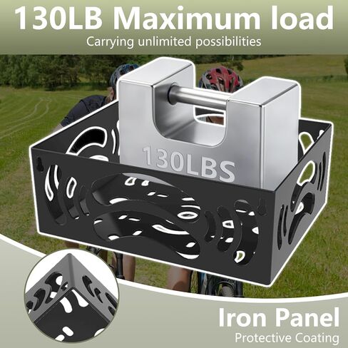 Bike Basket Rear - Large Bike Baskets for Maximum Load 130LB, Structurally Sound Easy to Install Iron Panel with Waterproof Liner and Cargo Net - Durable&Flex-Resistant Ebike Rear Basket in Saudi Arabia