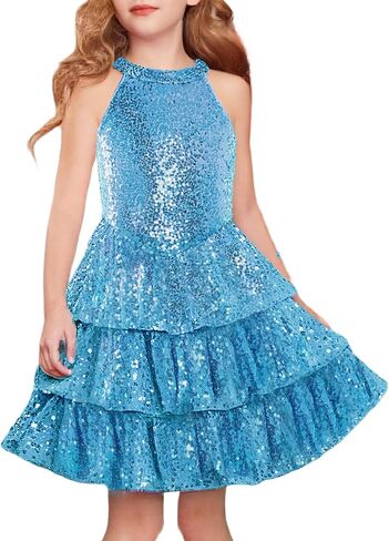 GRACE KARIN Girls Sequin Party Dress Kids Sparkly Formal Birthday Teen Special Occasion Fancy Pageant Dresses Size 6-14 in Saudi Arabia