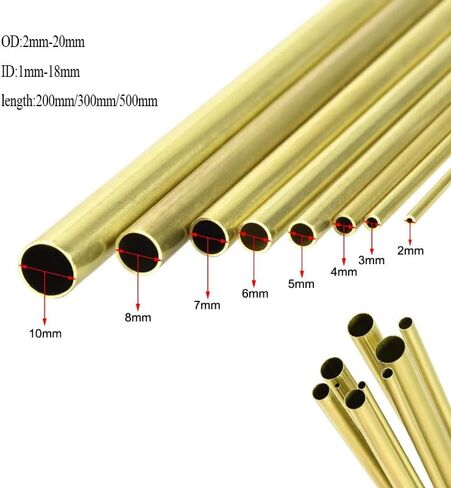Brass Round Tube for Door Frames Handicrafts and Home Improvement Project 500mm(OD 19 x ID 17mm) in Kuwait
