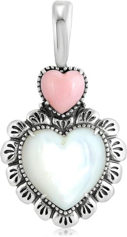 American West Jewelry Sterling Silver Genuine Gemstone Concha Heart Pendant Enhancer in Saudi Arabia