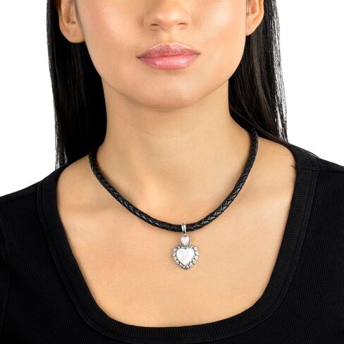 American West Jewelry Sterling Silver Genuine Gemstone Concha Heart Pendant Enhancer in Saudi Arabia