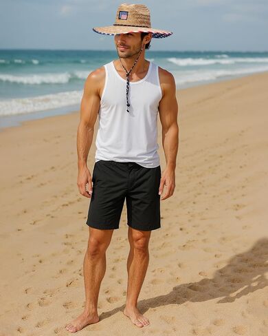 Hurley Men's Straw Hat - Wide Brim Channel Island Lifeguard Hat - Stylish Sun Hats for Men with Chin Strap in Saudi Arabia