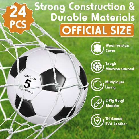 SOTIFF 24 PCS حجم 5/4 كرة قدم بكميات كبيرة مع 24 مضخة كرات كرة القدم المفرطة للأطفال في سن المراهقة لكرة القدم بشكل كبير للتدريب على الألعاب الرياضة الرياضة البالغين تدرب في الهواء الطلق in Saudi Arabia