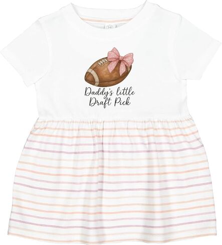 inktastic Daddy's Little Draft Pick Football Pink Bow Infant Dress in Saudi Arabia