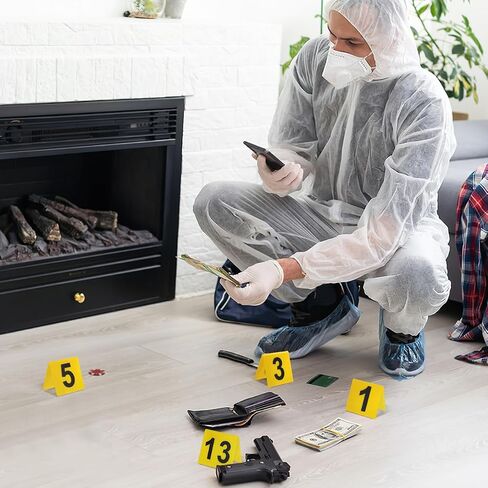 OperItacx 15 PCS علامات الدعائم الهالوين ، رقم 1-15 علامات مسرح الجريمة ، زينة مسرح الجريمة لمستلزمات حفلات الهالوين in Kuwait
