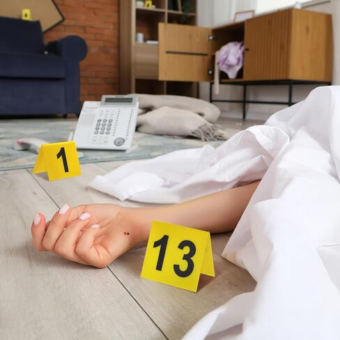 OperItacx 15 PCS علامات الدعائم الهالوين ، رقم 1-15 علامات مسرح الجريمة ، زينة مسرح الجريمة لمستلزمات حفلات الهالوين in Kuwait