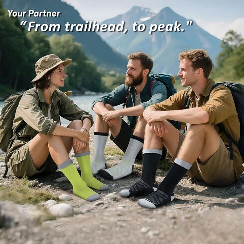Hiking Socks 2-Pack - Moisture-Wicking & Anti-Blister for Men & Women | Quick-Dry, 3D Arch Support, Odor Control in Kuwait