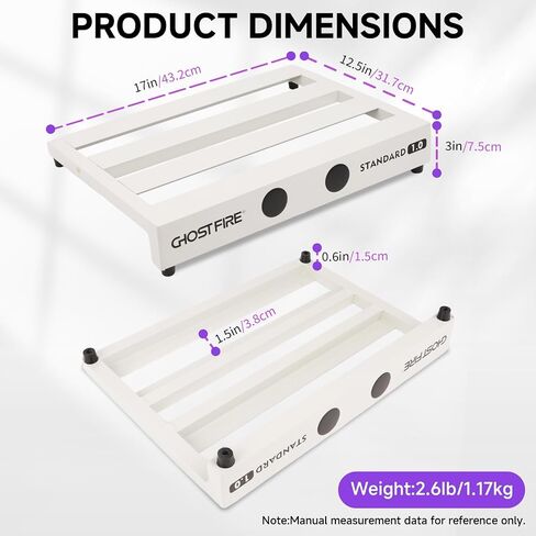 Ghost Fire Limited Edition Guitar Pedal Board Aluminium Aluminium Alloy 2.6lb تأثير دواسة 17 "x12.5" x3 "مع حقيبة حمل ، سلسلة V جديدة (V-Standard 1.0 Silvery) in Kuwait