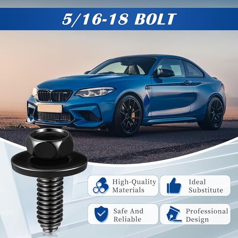 Shimeyao 60 PCS 5/16 "-18 × 7/8" مسامير جسم رأس سداسية سدرية ، السحابات المعدنية السوداء للشاحنات Fender Bolt in Saudi Arabia