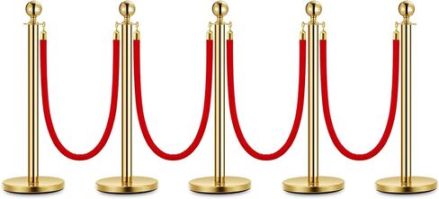 5PCS Stanchion Posts Queue with Red Velvet Rope, 5 FT Red Carpet Ropes and Poles, Crowd Control Barriers Queue Line Rope, Barriers for Party Supplies in Saudi Arabia