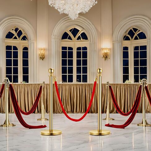 5PCS Stanchion Posts Queue with Red Velvet Rope, 5 FT Red Carpet Ropes and Poles, Crowd Control Barriers Queue Line Rope, Barriers for Party Supplies in Saudi Arabia
