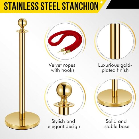 5PCS Stanchion Posts Queue with Red Velvet Rope, 5 FT Red Carpet Ropes and Poles, Crowd Control Barriers Queue Line Rope, Barriers for Party Supplies in Saudi Arabia