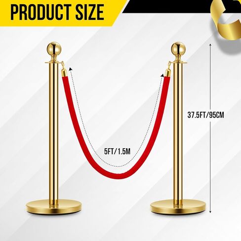 5PCS Stanchion Posts Queue with Red Velvet Rope, 5 FT Red Carpet Ropes and Poles, Crowd Control Barriers Queue Line Rope, Barriers for Party Supplies in Saudi Arabia