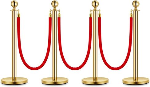 5PCS Stanchion Posts Queue with Red Velvet Rope, 5 FT Red Carpet Ropes and Poles, Crowd Control Barriers Queue Line Rope, Barriers for Party Supplies in Saudi Arabia