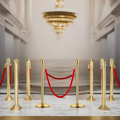 5PCS Stanchion Posts Queue with Red Velvet Rope, 5 FT Red Carpet Ropes and Poles, Crowd Control Barriers Queue Line Rope, Barriers for Party Supplies in Saudi Arabia