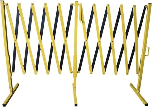 SmartSign Steel Expandable Barricade with Wheels, 13 feet, Retractable Traffic Fence, 42-1/8 inch High Barricade for Crowd Control, Folding Mobile Security Gate, Yellow/Black in Saudi Arabia