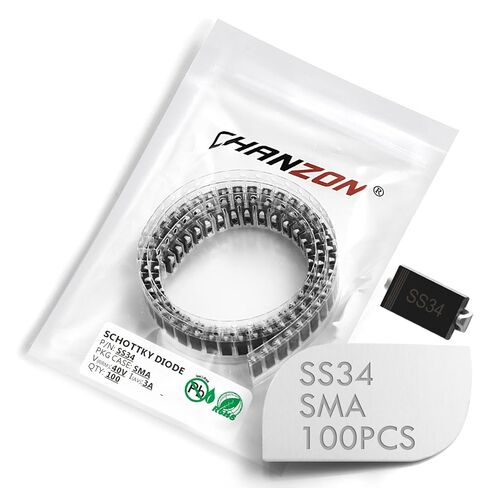 (حزمة من 100 قطعة) Chanzon SS34 SMD Schottky Barrier Rechifier Diodes 3A 40V SMA (DO-214AC) 3 أمبير 40 فولت in Saudi Arabia
