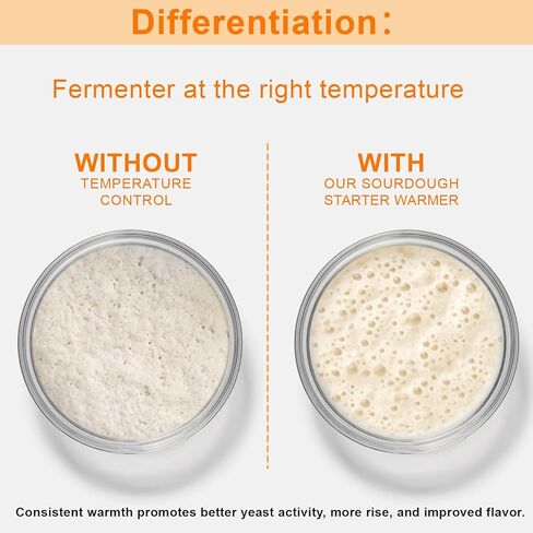 Sourdough Starter Warmer – Precise Thermostat (70-110°F), Intelligent Memory & 24H Timer Function for Home Baking & Fermented Dough (White) in Kuwait