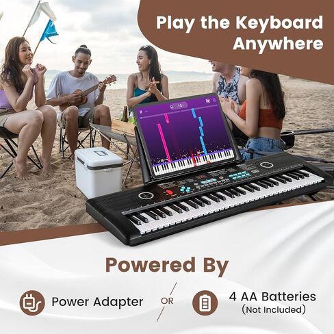 Costzon 61 Key Keyboard Piano, Electric Digital Piano Keyboard with Microphone, Music Stand, Keynote Stickers & Carrying Bag, Portable Keyboard Piano for Beginners Adults in Saudi Arabia