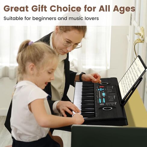 Costzon 61 Key Keyboard Piano, Electric Digital Piano Keyboard with Microphone, Music Stand, Keynote Stickers & Carrying Bag, Portable Keyboard Piano for Beginners Adults in Saudi Arabia