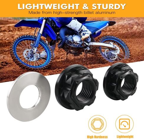 Motorcycle Axle Nut Front Rear Set Aluminum Compatible with YAMAHA YZ85 2002 2003 2004 2005 2006 2007 2008,CNC Machined in Kuwait
