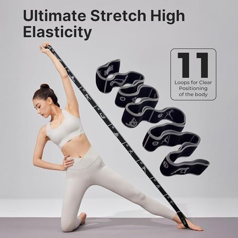 Yoga Strap with Loops for Stretching – Multi-Loop Flexibility Trainer & Physical Therapy Strap Stretch Band, Leg Stretcher & Pilates Stretching Equipment in Saudi Arabia