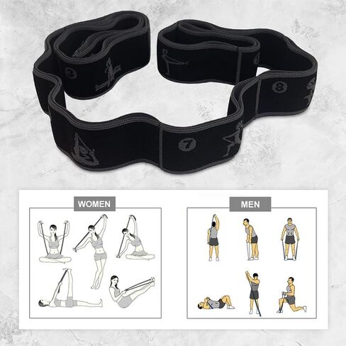 Yoga Strap with Loops for Stretching – Multi-Loop Flexibility Trainer & Physical Therapy Strap Stretch Band, Leg Stretcher & Pilates Stretching Equipment in Saudi Arabia