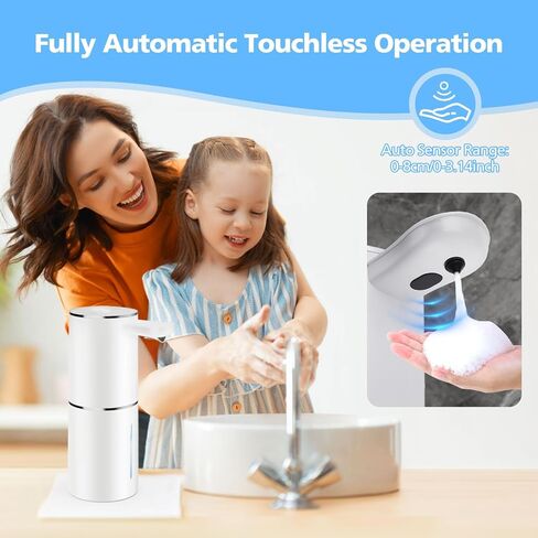 موزع الصابون السائل التلقائي ، 15.55 أوقية/460 مل USB C موزع الصابون القابل لإعادة الشحن ، 5 ضبط حجم موزع اليدين بلا لمس ، مضخة مقاومة للمستشعر للحركة للمطبخ الحمام (أسود) in Kuwait
