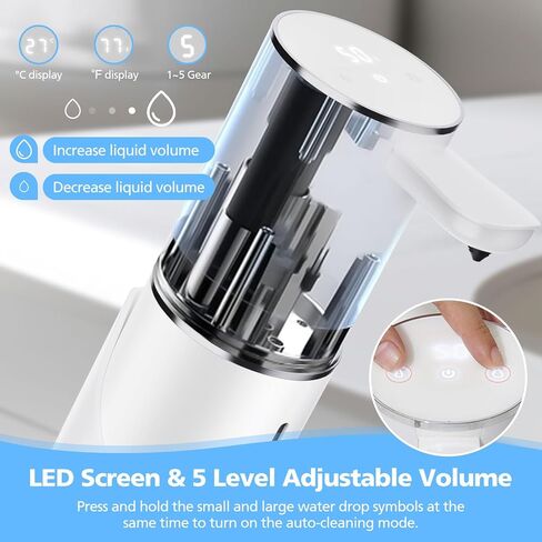 موزع الصابون السائل التلقائي ، 15.55 أوقية/460 مل USB C موزع الصابون القابل لإعادة الشحن ، 5 ضبط حجم موزع اليدين بلا لمس ، مضخة مقاومة للمستشعر للحركة للمطبخ الحمام (أسود) in Kuwait