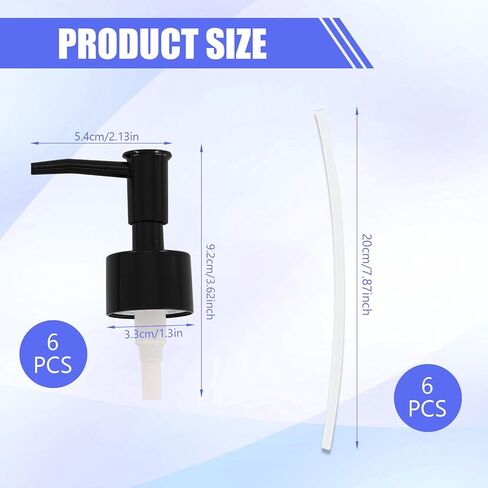6 Pcs Soap Dispenser Pump, Soap Pump Replacement for Regular Mouth, Reusable, Suitable for Bathroom Kitchen Countertop Ceramic Plastic Glass Bottles, 28/400 Thread Size (Black) in Saudi Arabia