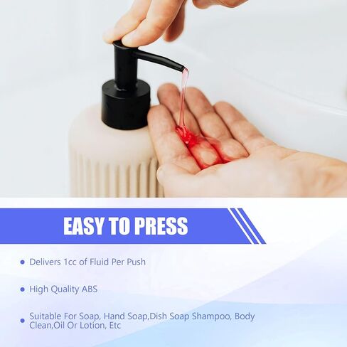 6 Pcs Soap Dispenser Pump, Soap Pump Replacement for Regular Mouth, Reusable, Suitable for Bathroom Kitchen Countertop Ceramic Plastic Glass Bottles, 28/400 Thread Size (Black) in Saudi Arabia