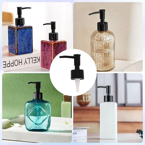 6 Pcs Soap Dispenser Pump, Soap Pump Replacement for Regular Mouth, Reusable, Suitable for Bathroom Kitchen Countertop Ceramic Plastic Glass Bottles, 28/400 Thread Size (Black) in Saudi Arabia