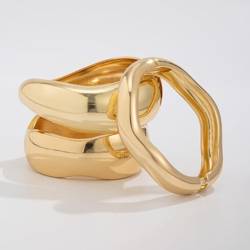 Chunky Gold Bangle Bracelets for Women Trendy Silver Irregular Statement Cuff Bracelets Stack Wide Wire Minimalist Fashion Jewelry in Kuwait