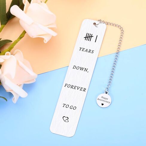 10 Year Anniversary Tin Gifts for Her Him - 10 Years Down & Forever to Go, 10th Anniversary Bookmark Gift for Couples Wife Husband, 10 Year Anniversary Decorations for Wife in Saudi Arabia