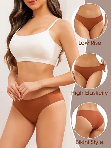 Seamless Underwear for Women No Show Hipster Bikini Panties Low Rise Cheeky Breathable Soft Invisible Briefs 6 Pack in Saudi Arabia