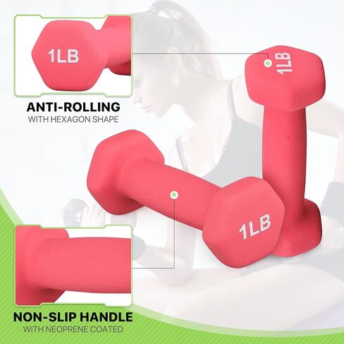 Neoprene Coated Dumbbell Hand Weights Set – 1LB, 2LB, 3LB, 5LB Pairs for Strength Training and Home Workouts, Hex Shape for Stability and Non-Slip Grip in Saudi Arabia