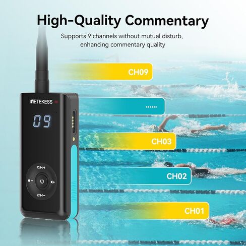 RETEKESS TT120 COMMATION COMMIATOR ، IP68 سماعات السباحة المقاومة للماء ، توصيل العظام ، 120 متر ، وحدة الاتصال اللاسلكية تحت الماء لتدريب السباحة (1 جهاز الإرسال 5 مستقبلات) in Kuwait