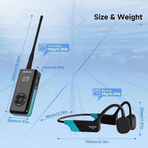 RETEKESS TT120 COMMATION COMMIATOR ، IP68 سماعات السباحة المقاومة للماء ، توصيل العظام ، 120 متر ، وحدة الاتصال اللاسلكية تحت الماء لتدريب السباحة (1 جهاز الإرسال 5 مستقبلات) in Kuwait