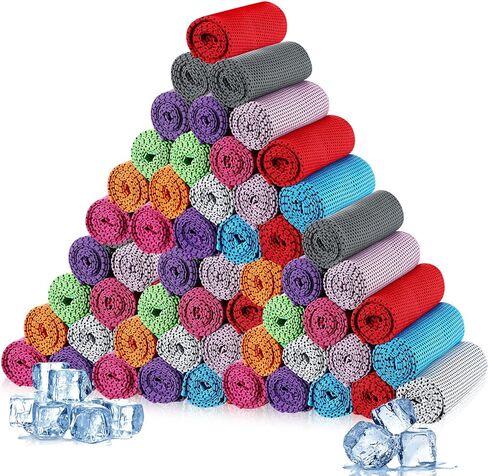MAITYS 80 PCS منشفة تبريد ، 32 × 12 بوصة من منشفة جليدية من الألياف الدقيقة للعنق والوجه ، خرقة العرق البارد للطقس الحار ، والرياضيين ، واليوغا ، والتمرين in Saudi Arabia