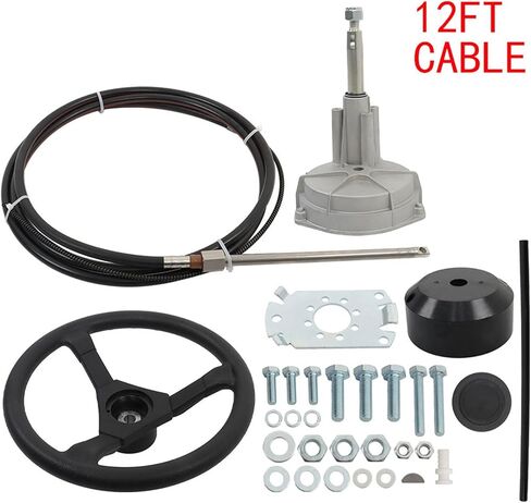 GXYWADY 12 Feet Boat Rotary Outboard Steering System with 12 Steering Cable Replacement for Yamaha Suzuki Mercury in Saudi Arabia