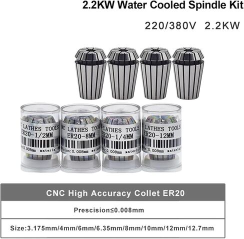 2.2KW ER20 مجموعة مغزل مبردة 2.2 كيلو وات وعاكس و 80 مم ومضخة المياه 80W (380 فولت ، 3pcs الصلب) in Saudi Arabia