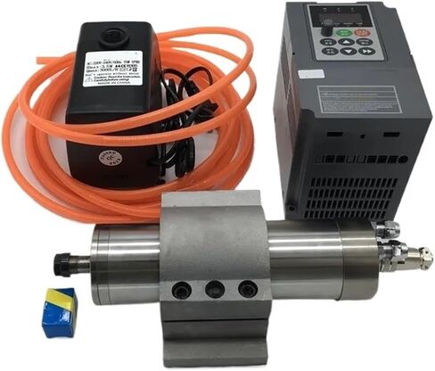 5.5kw 220v ER25 24000 دورة في الدقيقة 125 مم محرك مغزل مبرد بالمياه + 5.5kw VFD + 75W مجموعة مضخة المياه in Saudi Arabia