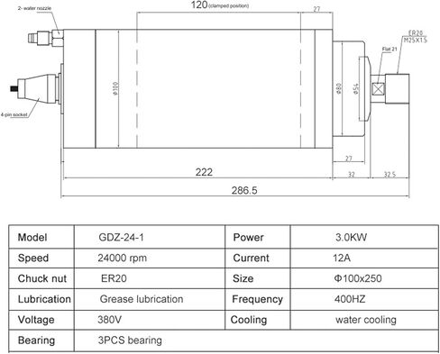 3.0KW ER20 محرك المغزل المبرد بالمياه 220V / 380V D = 100mm Woodworking (3.0KW 220V) in Saudi Arabia