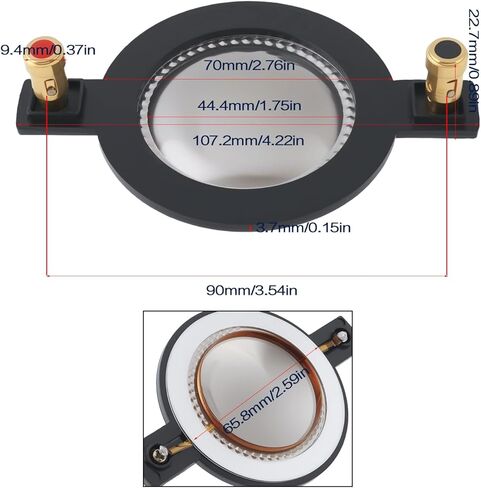 ECSiNG 44.4mm 8 Ohm High Voice Coil Titanium Film Diaphragm Replacement Compatible with Mackie SRM-450 C300Z P-Audio BMD-440 for Home Theater in Saudi Arabia