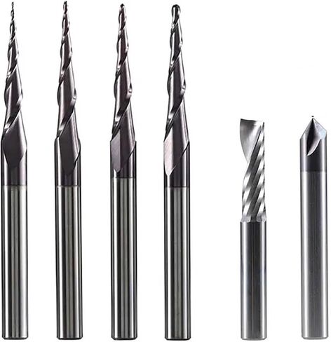 3.175mm 6.35mm 6 مم شانك CNC CANC Carbide نقش البتات طحن قطع الأعمال الخشبية مجموعة أجهزة التوجيه لنحت أدوات الخشب (6 مم set-2-6pcs) in Kuwait
