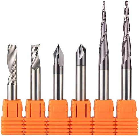 3.175mm 6.35mm 6 مم شانك CNC CANC Carbide نقش البتات طحن قطع الأعمال الخشبية مجموعة أجهزة التوجيه لنحت أدوات الخشب (6 مم set-2-6pcs) in Kuwait