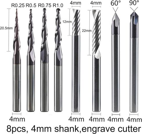 3.175mm 6.35mm 6 مم شانك CNC CANC Carbide نقش البتات طحن قطع الأعمال الخشبية مجموعة أجهزة التوجيه لنحت أدوات الخشب (6 مم set-2-6pcs) in Kuwait
