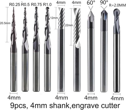 3.175mm 6.35mm 6 مم شانك CNC CANC Carbide نقش البتات طحن قطع الأعمال الخشبية مجموعة أجهزة التوجيه لنحت أدوات الخشب (6 مم set-2-6pcs) in Kuwait