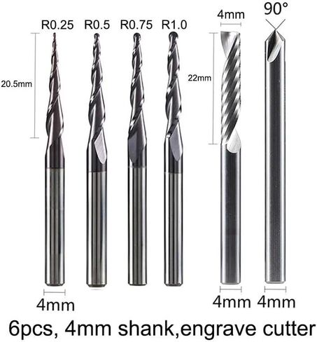 3.175mm 6.35mm 6 مم شانك CNC CANC Carbide نقش البتات طحن قطع الأعمال الخشبية مجموعة أجهزة التوجيه لنحت أدوات الخشب (6 مم set-2-6pcs) in Kuwait