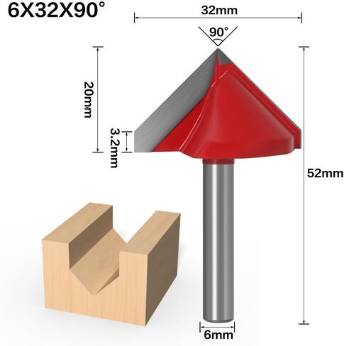 6mm Shank V Bit CNC Solid Carbide End Mill Tungsten Steel Woodworking Milling Cutter 3D Wood MDF Router Bit 60 90 120 150 Degrees(15) in Kuwait